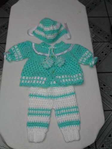 Imagem 8 de 10 de Conjunto Para Nenê Confeccionado No Crochê Manual Lã Antia