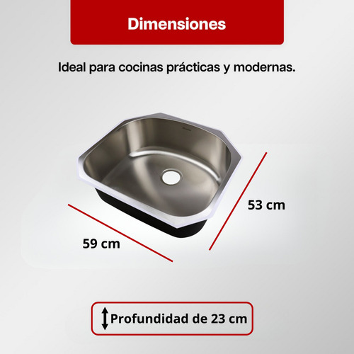 Tarja De Cocina Maxims Tarco De Submontar 1 Pila Acero Inox