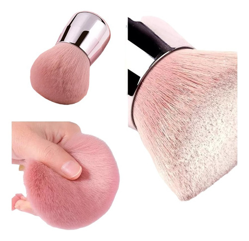 Brocha Profesional Kabuki Pelo Corto Sintetico Alta Calidad Color Rosa