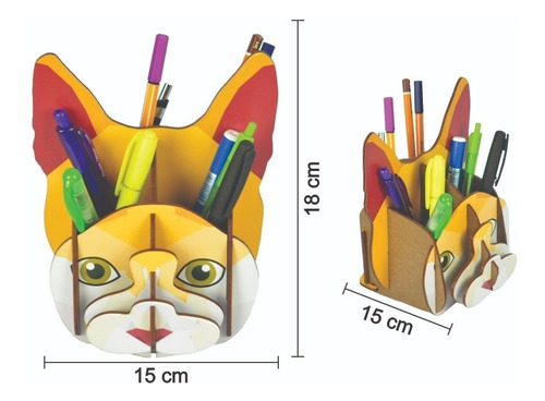 Imagem 3 de 3 de Porta Canetas E Lápis Gato Cabeça Criativo Decoração Pet