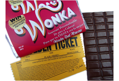 Imagen 2 de 10 de 20 Chocolate Wonka Personalizado Souvenir Cumpleaños Regalo