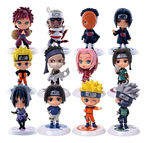 Set 12 Figuritas Naruto Shippuden 7 Cm Kawaii Kakashi Gaara