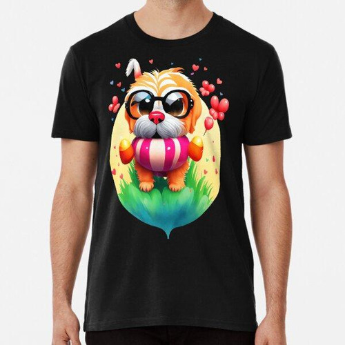 Remera Adorable Perro Con Gafas Y Globo. Algodon Premium