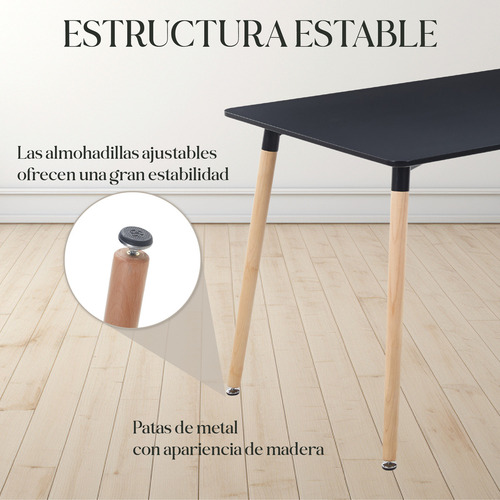 Mesa Estilo Eames Rectangular Comedor Minimalista Nordico Color Black