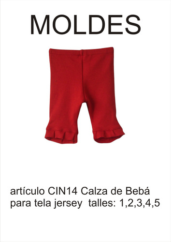 Moldes Patrones Para Calza De Beba Para Tela Jersey 1,2,3,4,5