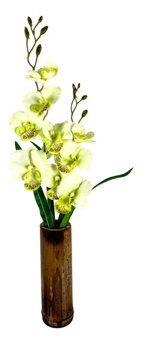 Orquideas Artificiais Brancas + Vaso  Bambu Arranjo Flores