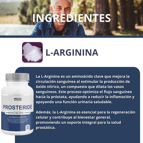 Suplemento Prosteride 90 Cápsulas Prostata Salud Masculina
