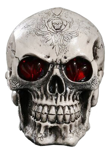 . Calavera De Resina Con Ojos Led, Decoraci?n Para Halloween