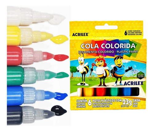 Kit Cola Colorida 23g 6 Cores Para Artesanato E Criatividade
