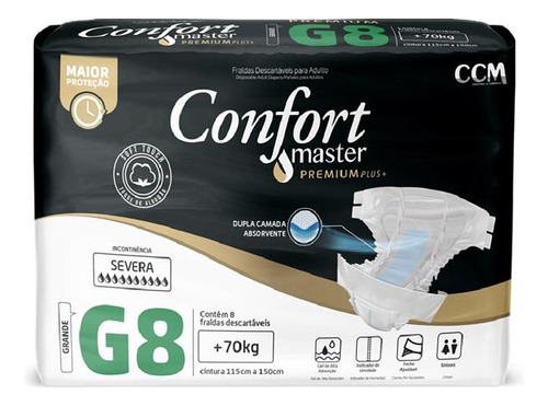 Kit 2 Fraldas Geriátricas Confort Premium Regular G 8u