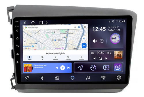 Multimidia Civic G9 12/16 9p Android 14 Auto Carplay 4/64gb