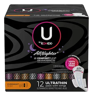 Toallas Femeninas Kotex All Nighter Ultrathin 12 Piezas