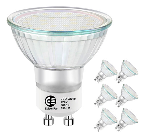 Paquete De 6 Bombillas Led Gu10, Mr16 De 120°, Equivalente A