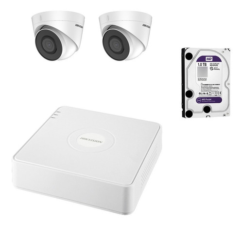 Kit Ip Full Poe Hikvision Nvr 8 Ch + 2 Domos 2mp + Disco