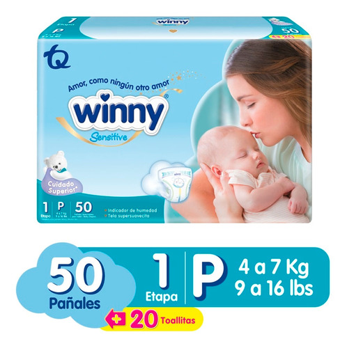 Pañal Winny Sensitive Etapa 1 X 50und + 20 Toallitas