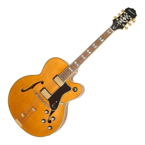 Guitarra Eléctrica EpiPhone Archtop Broadway Hollow Body De Abeto/arce Vintage Natural Con Diapasón De Granadillo Brasileño