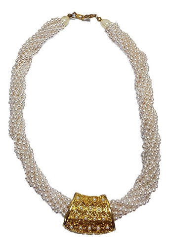 Collar De Perlas Con Aplique  Cod. 19 C De 45 Cm. De Largo