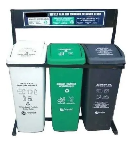 Punto Ecológico 55 Lts 3 Pts Con Estructura Obsequio Bolsas