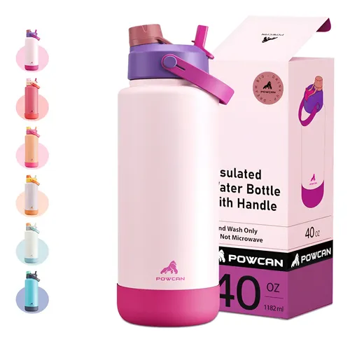 Powcan Garrafa Térmica 1200ml Bebidas Tampa E Canudo 2 Em 1