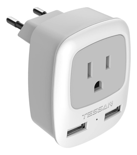 Adaptador De Enchufe Europeo Tipo C Con 2 Cargadores Usb