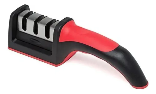 Afilador De Cuchillos Acero Mango Antideslizante Rama Design Color Rojo
