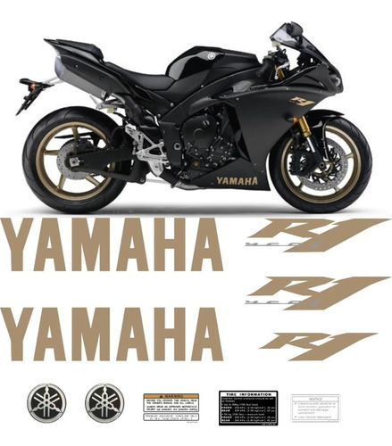 Kit Adesivos Emblema Yamaha R1 2009 Preta Americana R109ptm
