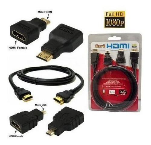 Imagen 2 de 9 de Cable Mini Y Micro Hdmi 3 Hdmi Y Hdmi Triple Cable With Dual