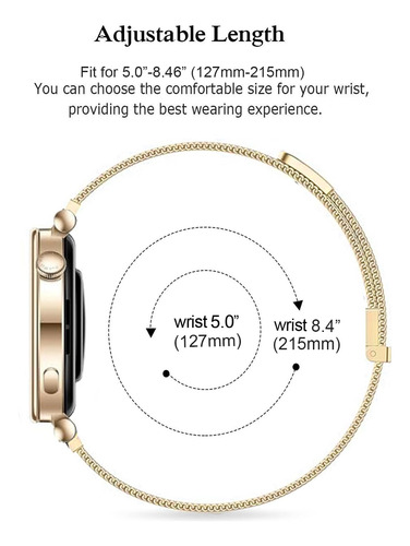 Malla De Metal Dorada P/ Huawei Watch Gt5 Pro 42mm/gt5 41mm