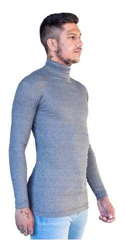 Cacharrel Blusa Tricot Lã Sintética Masculina Gola Alta 