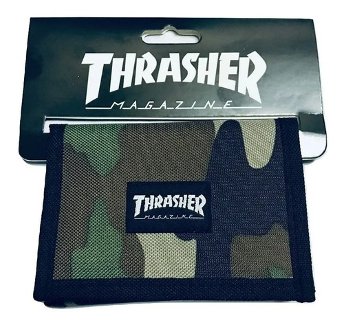 Billetera Thrasher Original Tela Velcro Camo/negro Nueva !