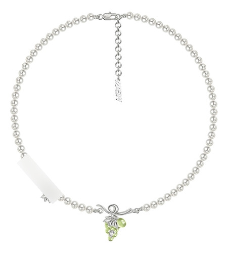 Masw-collar Con Colgante De Uva Verde Perla Dulce  Simulated