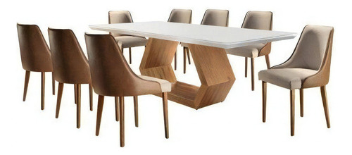 Mesa De Jantar Madeira Maciça Sarah E 8 Cadeiras Roma Di