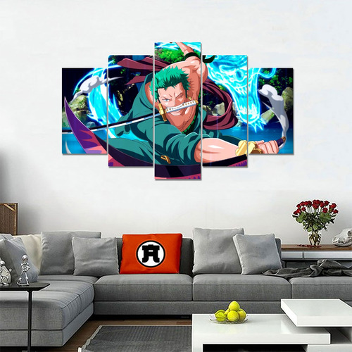 Cuadro - Poster - 5 Piezas 135 X 80 Cm - Zoro - One Piece