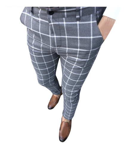 Pantalones En V Para Hombre Check Business Straight