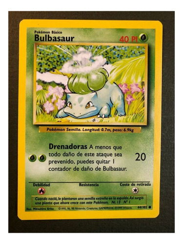 Cartas Pokemon Bulbasaur 44/102 Español Base Set 