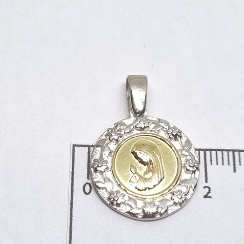 Imagen 5 de 7 de Dije Plata Y Oro Virgen Niña Con Corona Chica