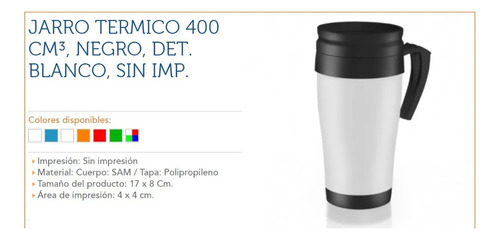 Pack 5 Vaso Jarro Térmicos Plástico 400 Cc Frío Calor