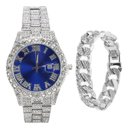 Reloj De Pulsera De Lujo Con Diamantes Y Brazalete, Unisex