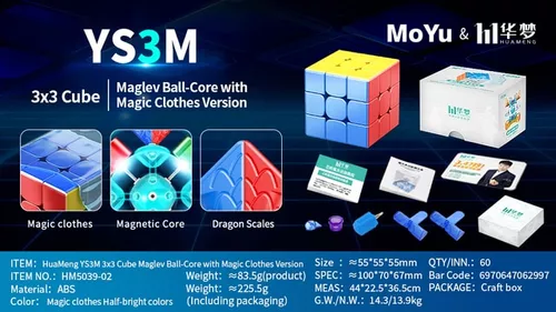 Cubo Mágico MoYu Huameng YS3M MagLev Ball Core - Stickerless