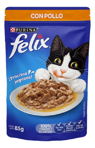 Sobres Para Gato Felix Alimento Premios Sabor Pollo 36x85g