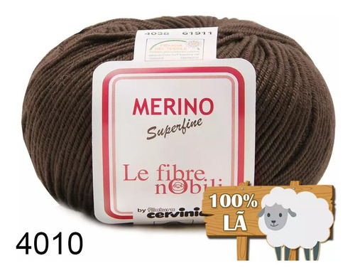 Lã Merino Cervinia 50g 158mts 100% Lã Crochê E Tricô Cor Marrom-escuro