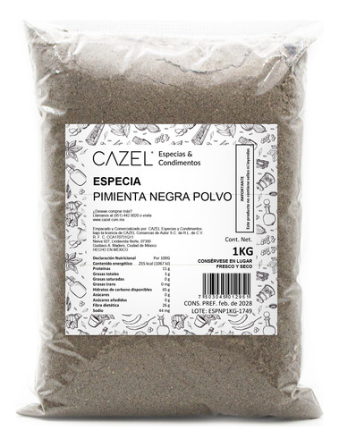 Pimienta Negra Molida En Polvo Premium 1kg
