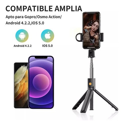 Baston Selfie Con Luz Led Juvenil, Te Hará Brillar, Negro. (Usado)
