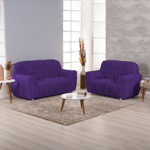 Funda de sofá de 2 y 3 plazas 21 elásticas Super King Color Funda de sofá elástica para 2 y 3 plazas, color morado
