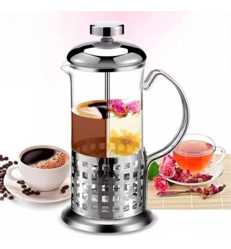 Cafetera Embolo Vidrio Metal 600 Cc Sheshu Home Color Cuadros