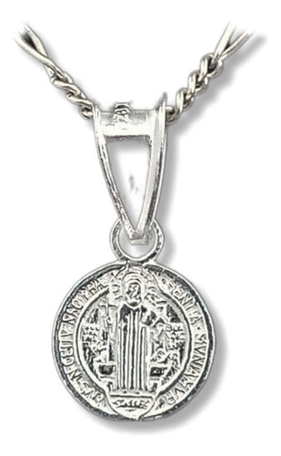 Medalla De San Benito Mini En Plata Ley 925