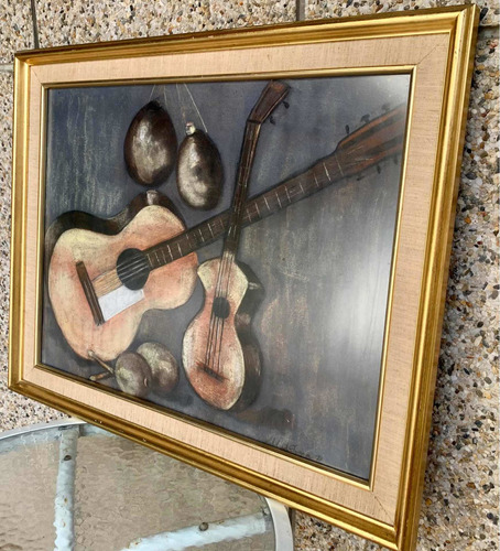 Pintura Cuadro De Arte Guitarras De Mildred Fraga Cod. 845