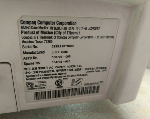 Monitor Compaq Mv540