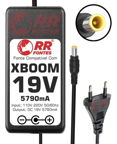 Fonte 19v 5790ma Compativel Com Caixa Som LG Xboom Go Xg9