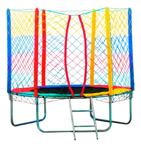 Cama Elástica Trampolin Brinquedos 2,44 Metros Com Diâmetro De 1.83 m Com Largura De 1.83 m E Comprimento De 183 m, Cor Da Proteção Das Molas Colorida E Tela Preta